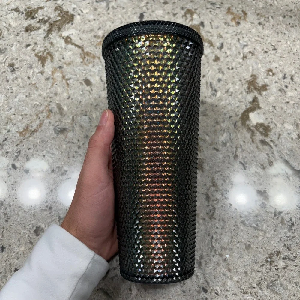 Starbucks Tumbler Black Studded Iridescent 24oz Reusable Cold Cup‎ NO STRAW